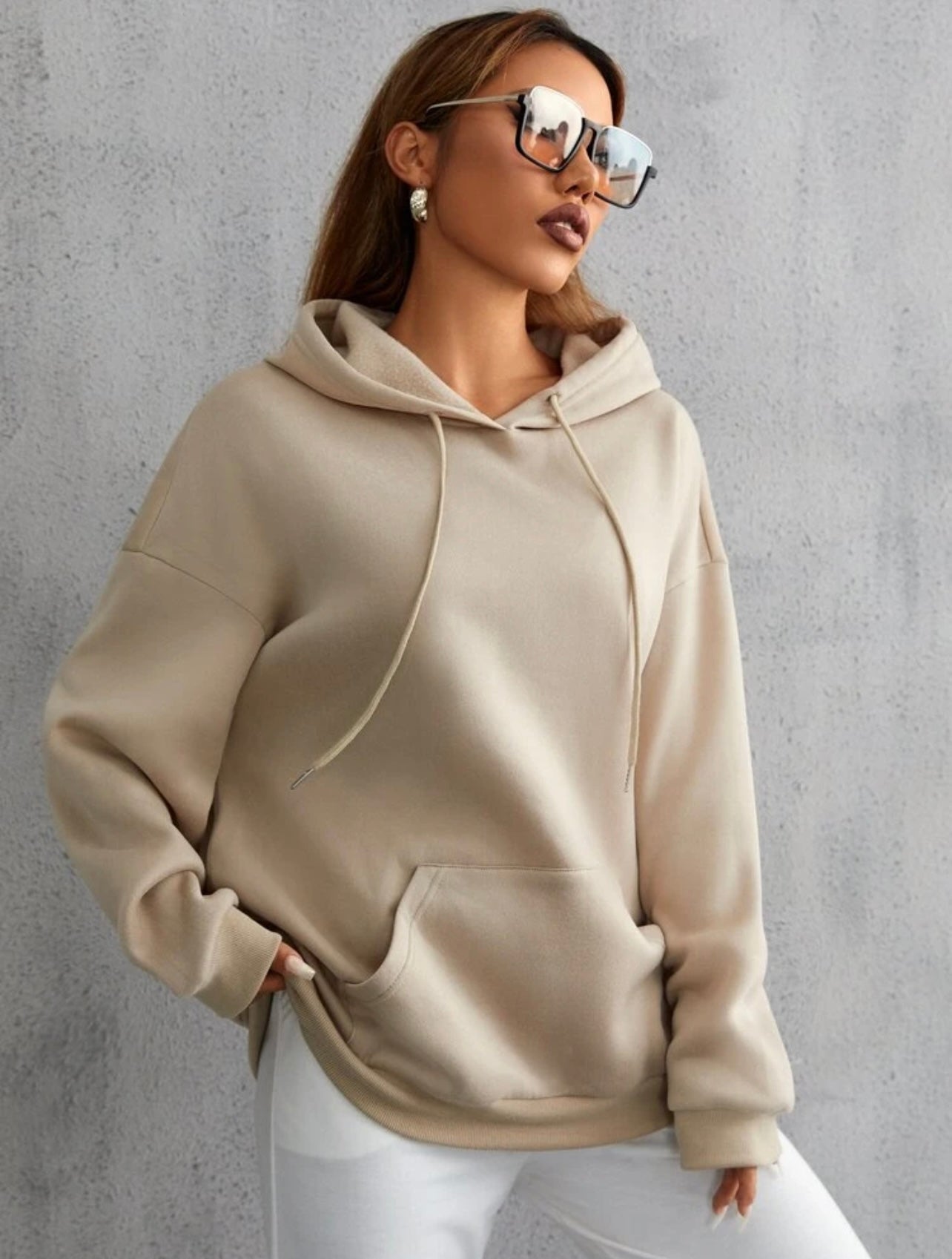 Blue Butterfly Beige Hoodie