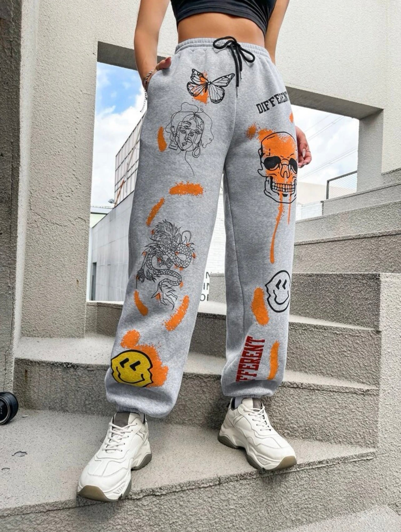 Orange Skull Sweatpants