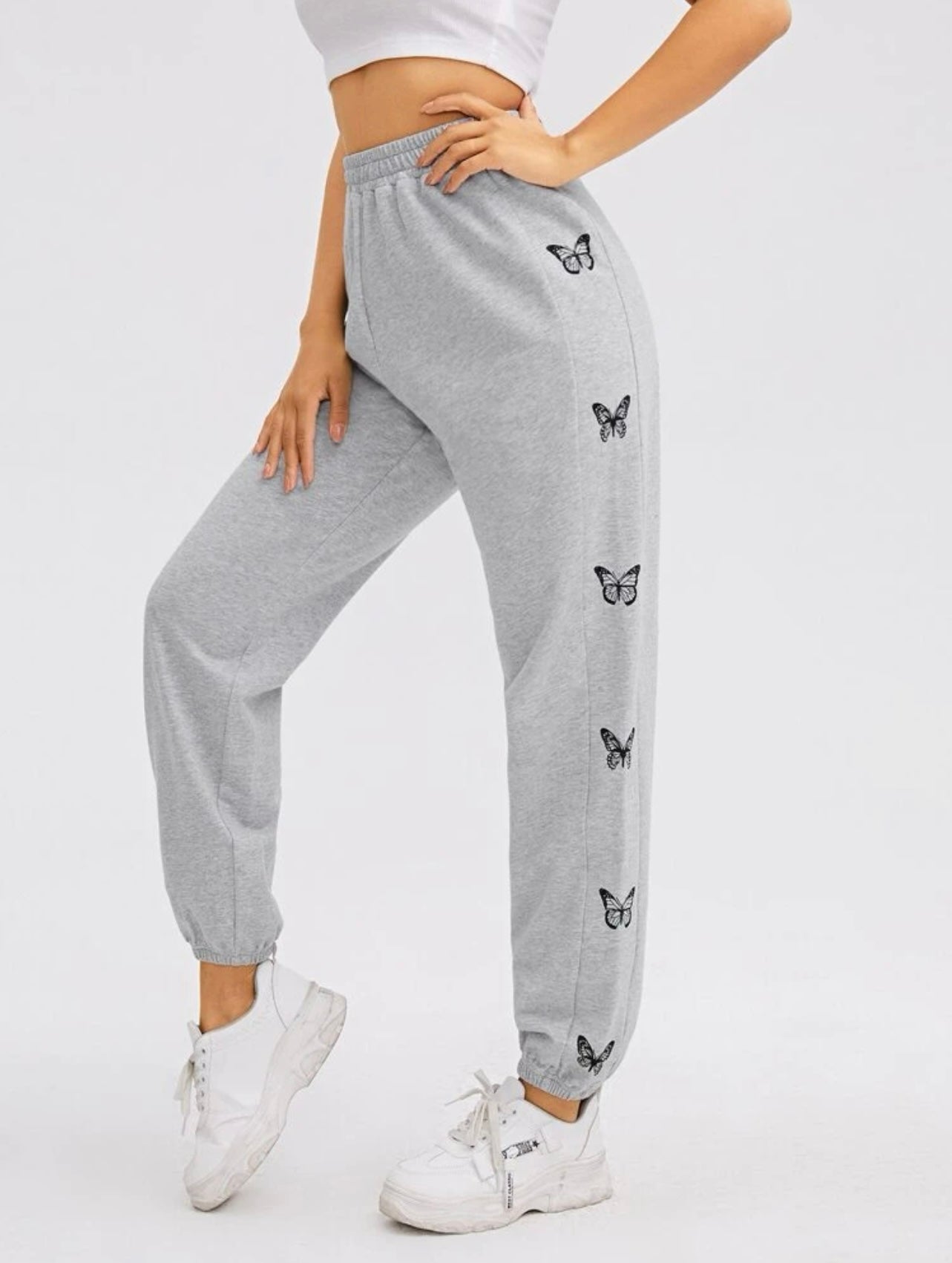Grey Butterflies Sweatpants