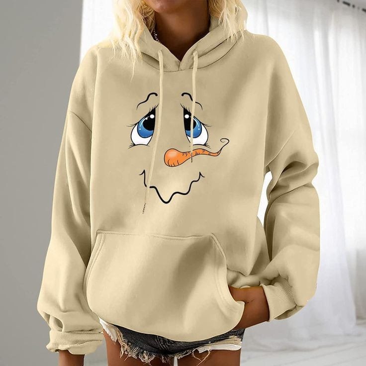 Cute Snowman Face Hoodie