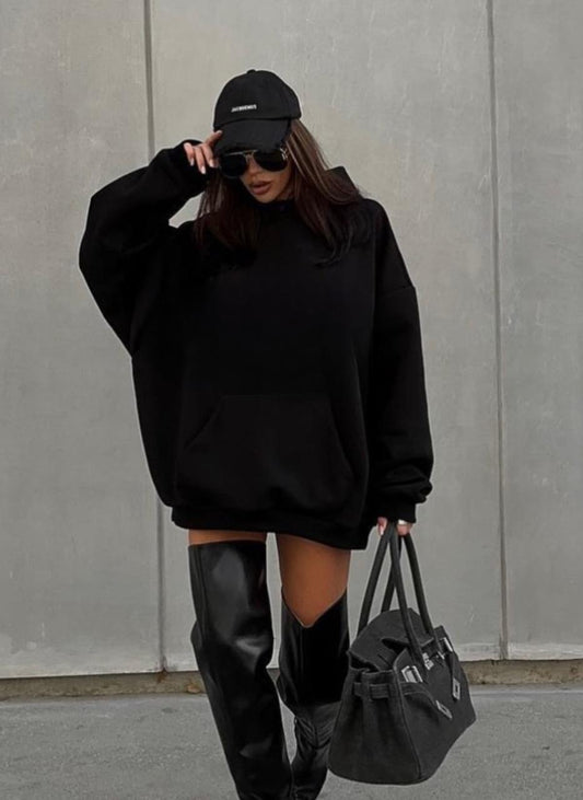 Black Plain Hoodie