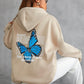Blue Butterfly Beige Hoodie