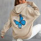 Blue Butterfly Beige Hoodie
