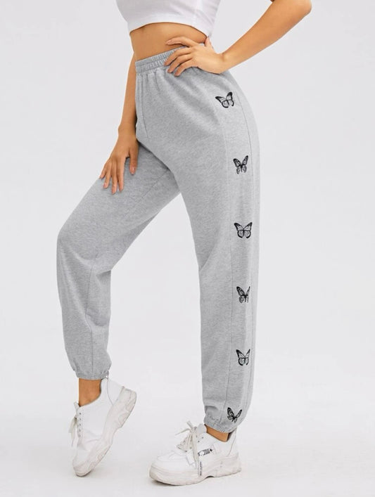 Grey Butterflies Sweatpants