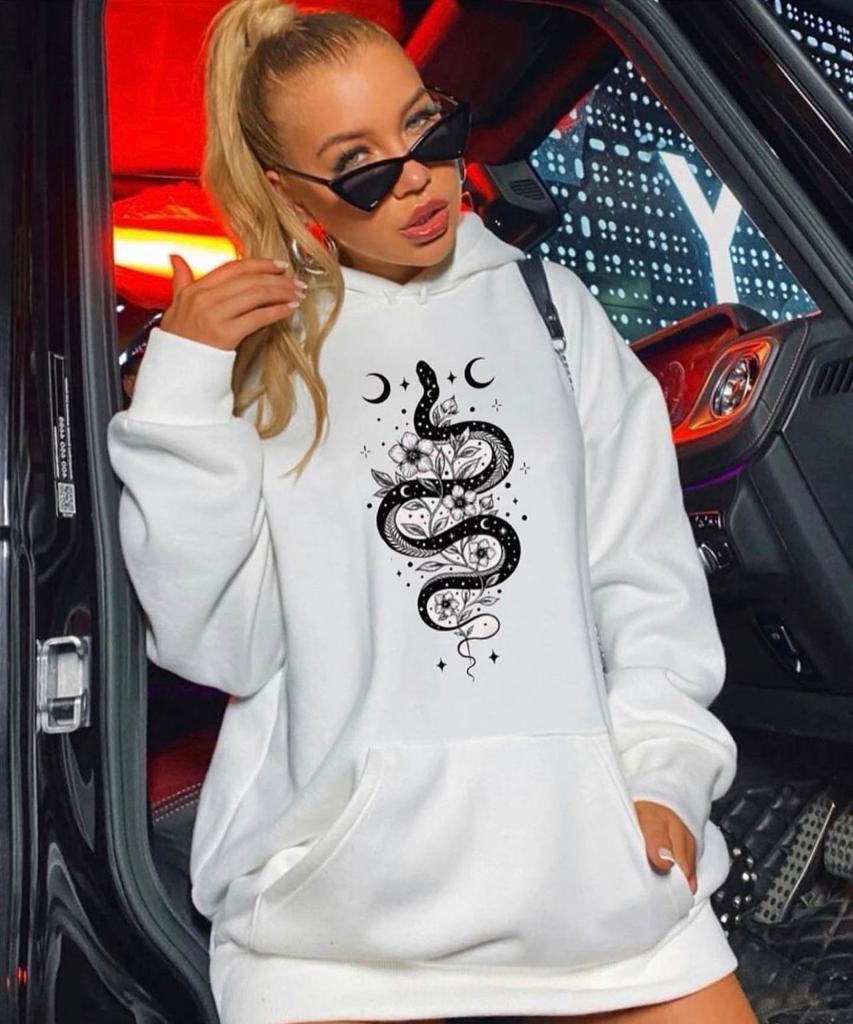 Snake White Hoodie